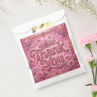 Girly Elegant Sparkly Blush Pink Rose Thank You Favour Bags