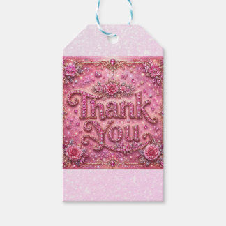 Girly Elegant Sparkly Blush Pink Rose Thank You Gift Tags