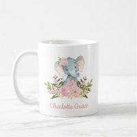 Girly Elephant Blush Pink Watercolor Floral