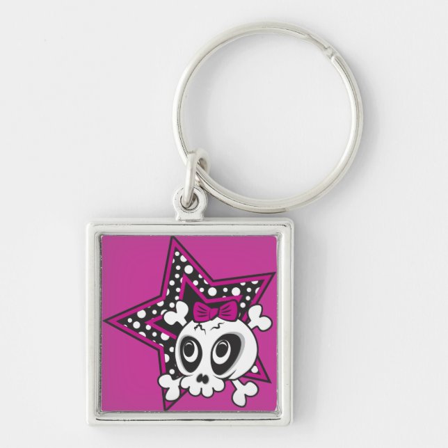Girly Emo Skull Key Ring (Front)