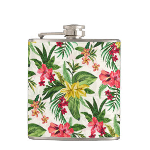 Girly Exotic Colourful Flowers Hip Flask
