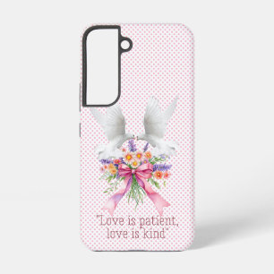 Girly Faith Pink Dot Floral Bow White Doves Samsung Galaxy Case