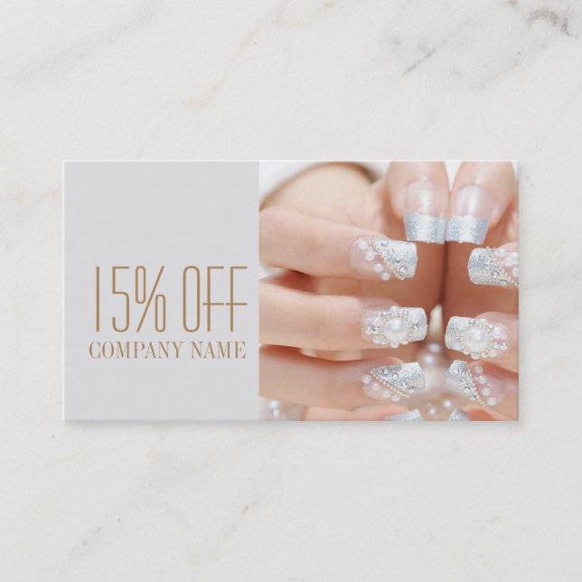 girly fashion beauty nail artist nail salon business card (Front)