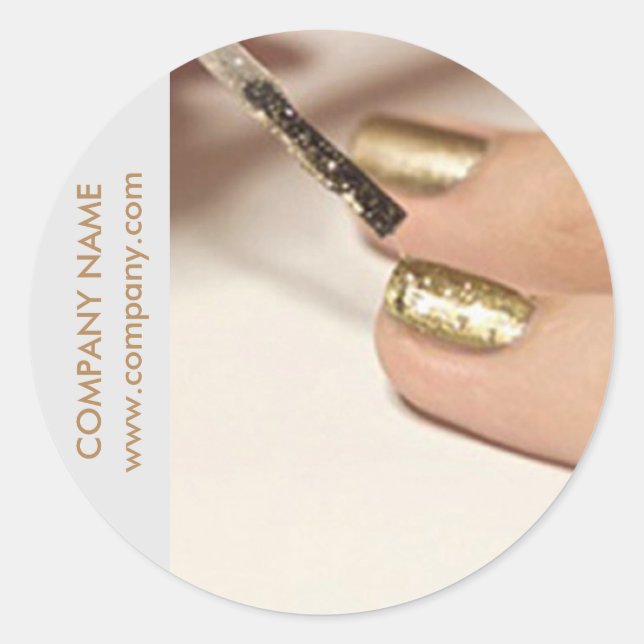 girly fashion beauty nail artist nail salon classic round sticker (Front)