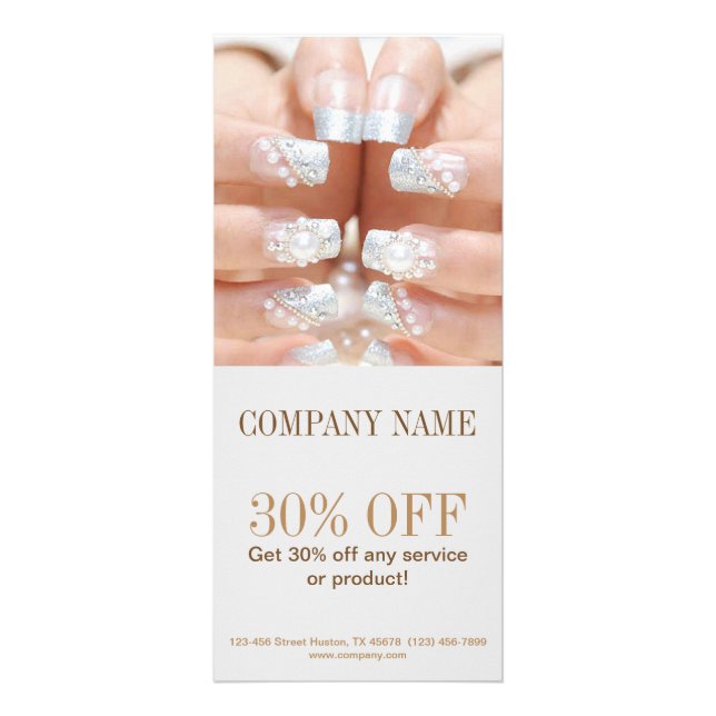 girly fashion grey beauty nail artist nail salon rack card (Front)