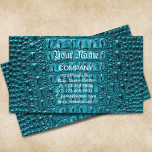 girly fashion turquoise blue Alligator Leather Business Card