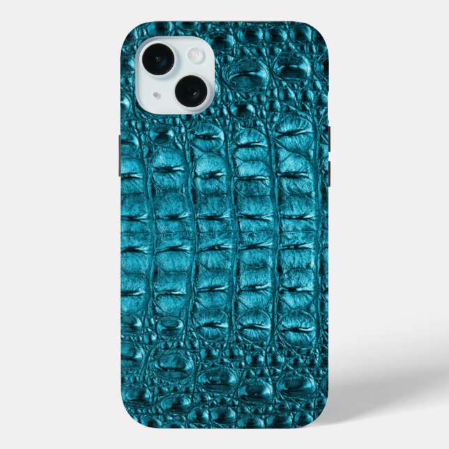 girly fashion turquoise blue Alligator Leather Case-Mate iPhone Case (Back)