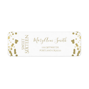 Girly Faux Gold Foil Confetti Sweet Sixteen