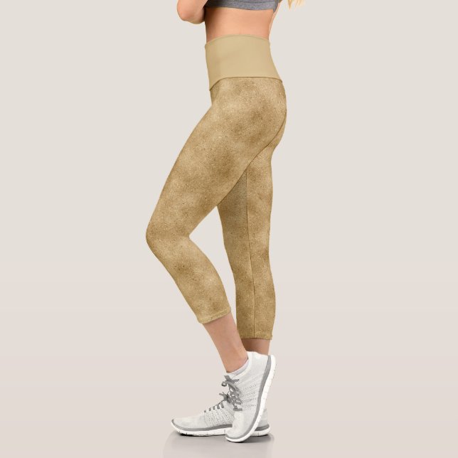 Girly Faux Gold Glitter Capri Leggings (Left)