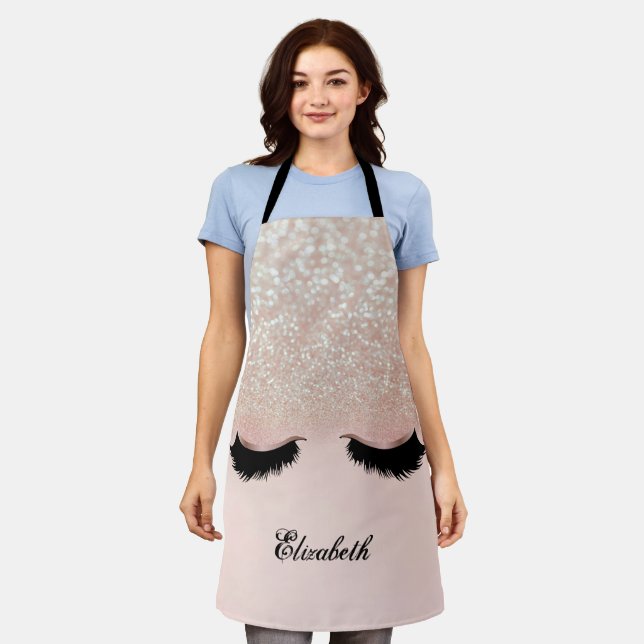Girly Faux Lashes, Glitter Bokeh Ombre Apron (Worn)