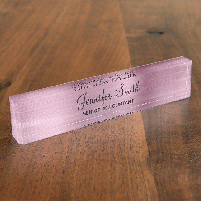 Girly Faux Light Pink Foil Nameplate (Side)