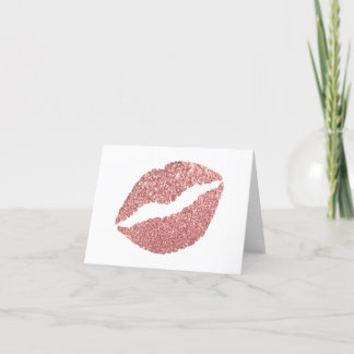 Girly Faux Rose Gold Bokeh Sparkles Glitter Thank You Card