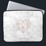 Girly Faux Rose Gold Foil Geometric Heart | Marble Laptop Sleeve<br><div class="desc">Girly Faux Rose Gold Foil Geometric Heart | Marble Laptop Case in trendy rose gold geometric polygons and soft grey marble. Easy to customise!</div>