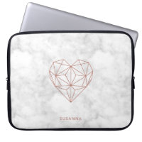 Girly Faux Rose Gold Foil Geometric Heart | Marble