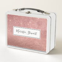 Girly Faux Rose Gold Glitter Crumbled Foil Ombre