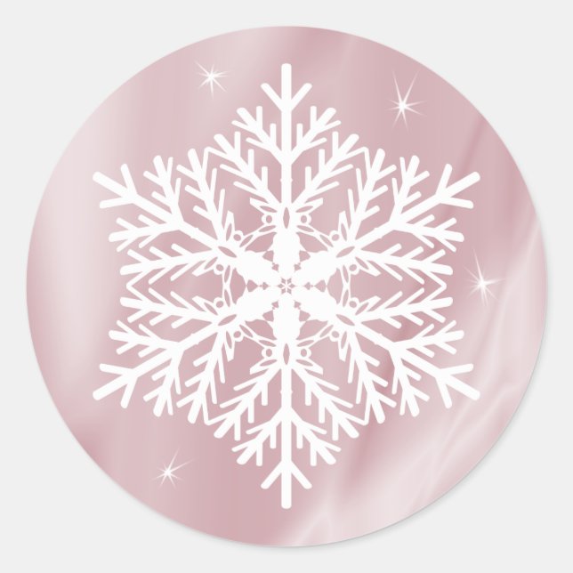 Girly Faux Rose Gold Winter Holidays Christmas Classic Round Sticker (Front)