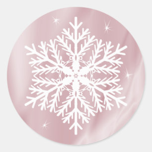 Girly Faux Rose Gold Winter Holidays Christmas Classic Round Sticker