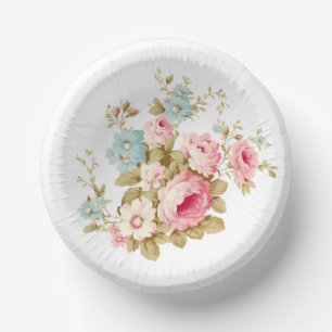 Girly Feminine Vintage Pink Roses Paper Plate