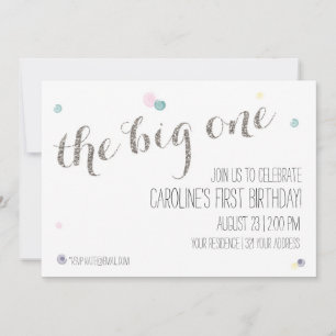 Girly First Birthday Invitation - silver