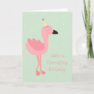 Girly Flamazing Birthday Flamingo Watercolor Pink Card