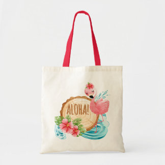 girly flamingo custom name beach tote bags
