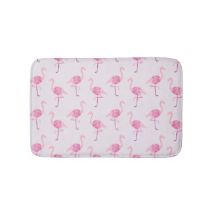 Girly Flamingo Pink Watercolor Pattern Bath Mat