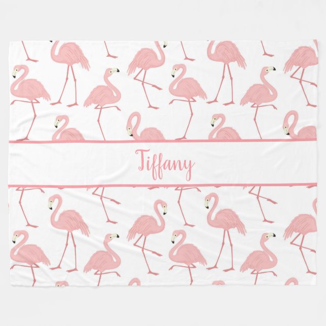Girly Flamingos Fleece Blanket (Front (Horizontal))