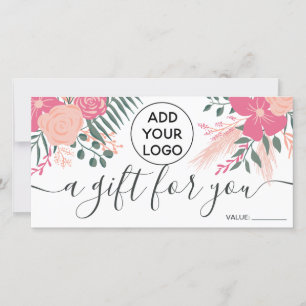 Girly floral bouquet beauty logo gift certificate