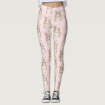 Girly Floral Bunny Rabbit Watercolor Blush Flowers Leggings<br><div class="desc">Trendy and fresh design featuring adorable baby bunny with a floral headpiece</div>
