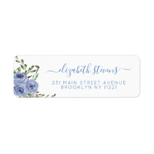 Girly Floral Dusty Blue Watercolor Rose Script
