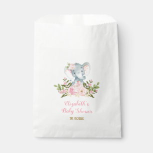 Girly Floral Elephant / Pink Gold Floral Party Favour Bags
