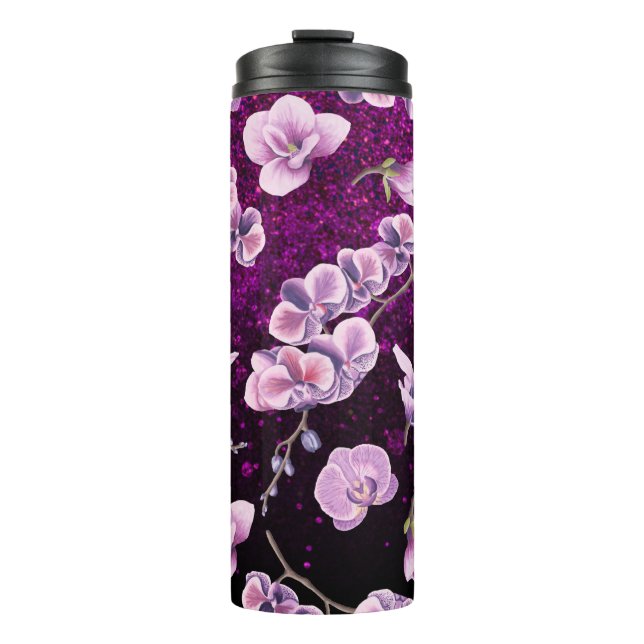 *~* Girly Floral Glitter Confetti Thermal Tumbler (Front)