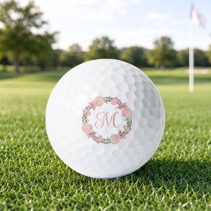Girly Floral Monogram Golf Balls