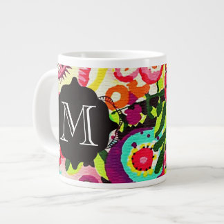 Girly Floral Paisley Monogram Giant Mug
