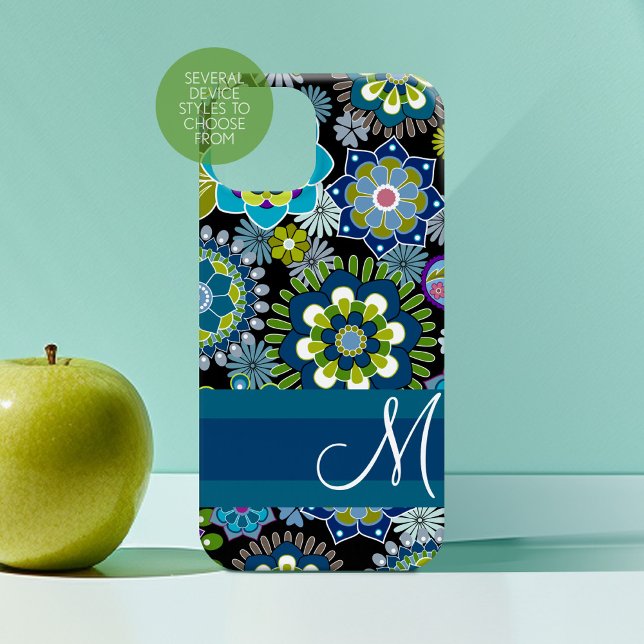 Girly Floral Pattern with Monogram (Personalized Phone Case with Custom Monogram)