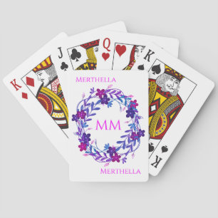 Girly Floral PERSONALIZED Monogram Playing Cards