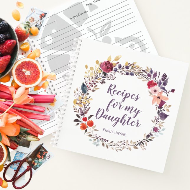 Girly Floral Recipes for My Daughter Keepsake Note Notebook (Creator Uploaded)