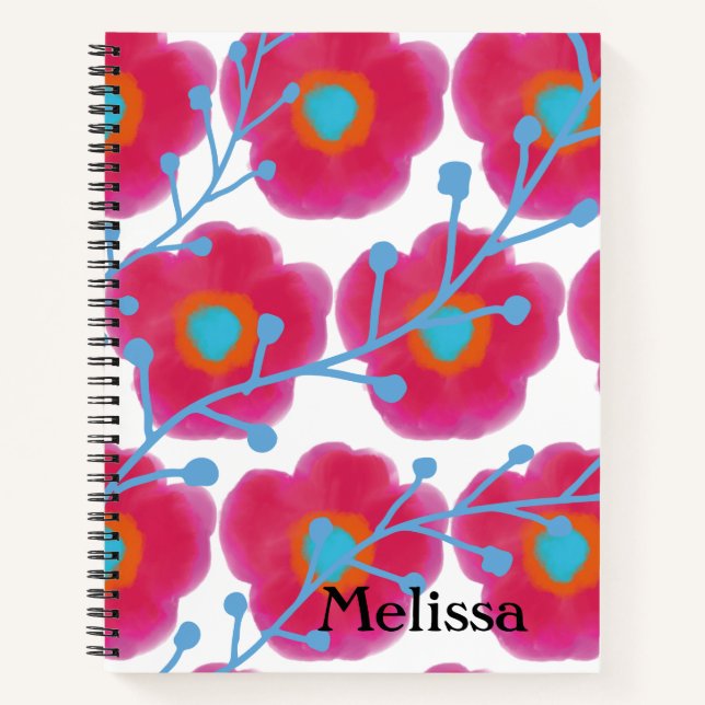 Girly Floral Watercolor   Notebook (Front)