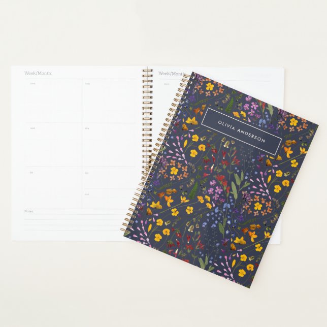 Girly floral wildflower cute purple personalised planner (Display)