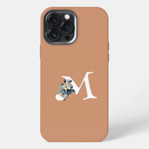 Girly floral with big initial pink elegant modern iPhone 13 pro max case