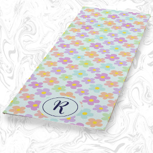 Girly Floral With Retro Daisy Flowers blue Gym Yoga Mat