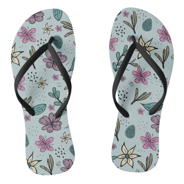 Girly Flower Art New Design Floral Aesthetic Flowe Flip Flops (Footbed)