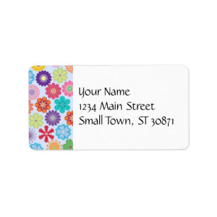 Girly Flower Power Colourful Floral Pattern Label