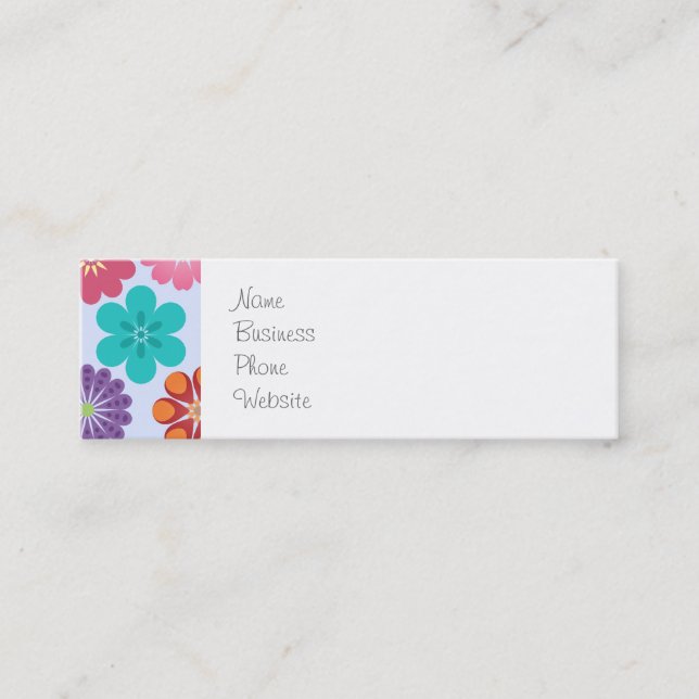 Girly Flower Power Colourful Floral Pattern Mini Business Card (Front)