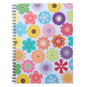 Girly Flower Power Colourful Floral Pattern Notebook