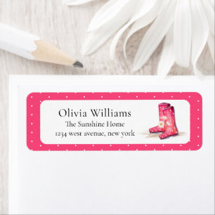 Girly Flower Rain Boots Baby Shower Return Address