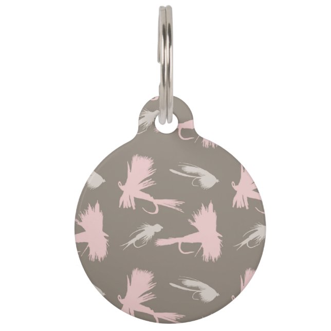 Girly Fly Fishing Lures Pattern Pet Tag (Front)