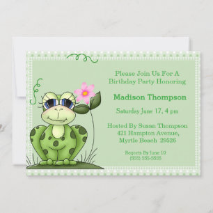 Girly Frog Birthday Party Invitation