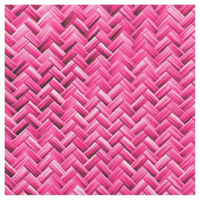 Girly Fuchsia Basket Weave Geometric Pattern Fabric (Close Up)