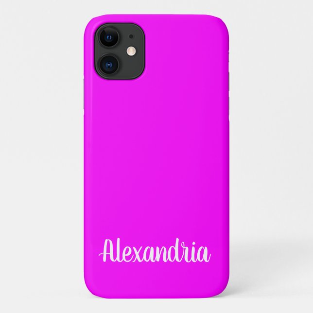 Girly FUCHSIA PINK Solid Colour Case-Mate iPhone Case (Back)